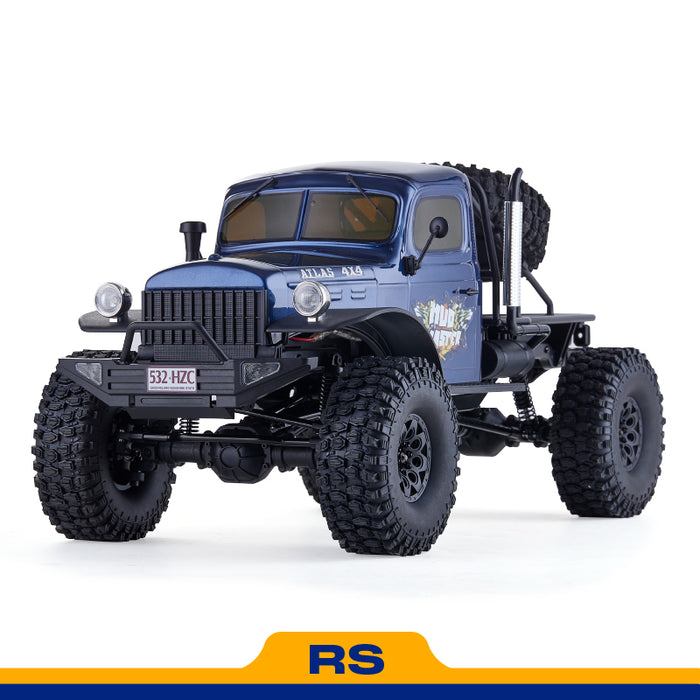 ROCHOBBY 1:10 Atlas 4x4 Off-Road Truck RS in blue, featuring large tires and off-road details.