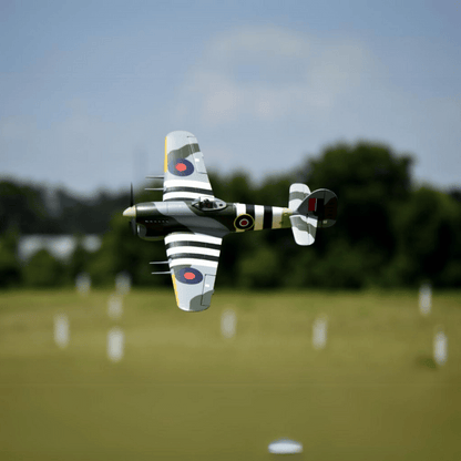 Hawker Typhoon PNP RC airplane flying in distinctive WWII RAF colors.