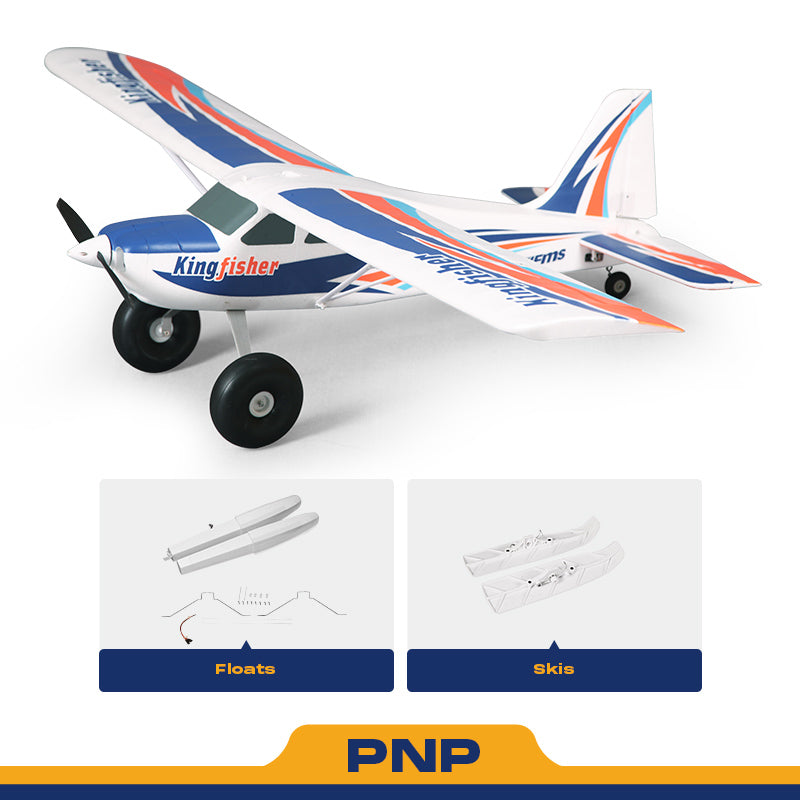 FMS 1400mm Kingfisher PNP model airplane with wheels, floats, and skis accessories