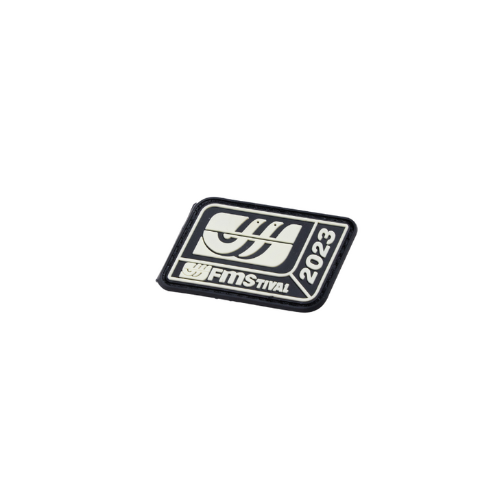 FMStival 2023 logo patch with black border design