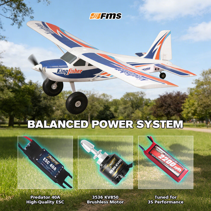 FMS 1400mm Kingfisher with Reflex V3, Wheels, Floats, Skis, Flaps, RTF / PNP
