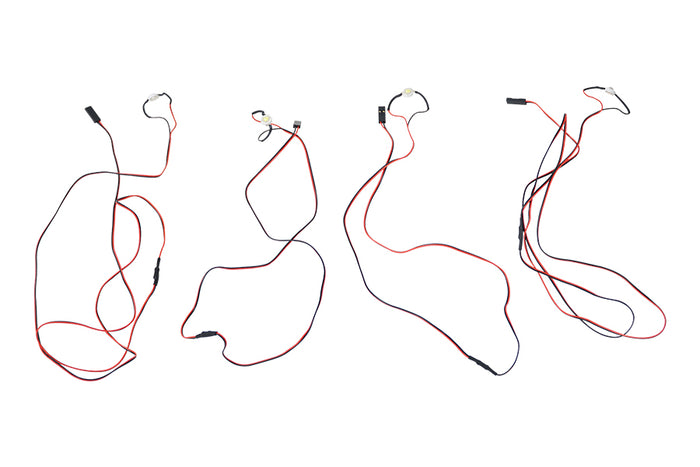 Set of four red and black wiring harnesses for RC models