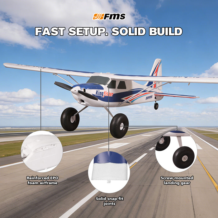 FMS 1400mm Kingfisher with Reflex V3, Wheels, Floats, Skis, Flaps, RTF / PNP