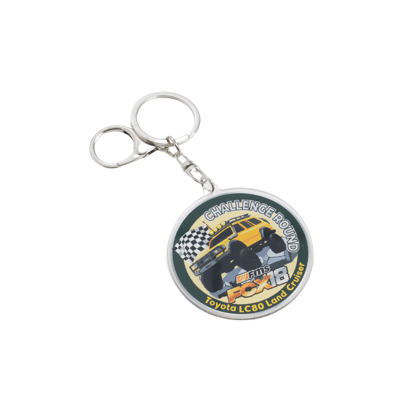 FCX18-LC80 keychain featuring Toyota LC80 Land Cruiser design and checkered flag