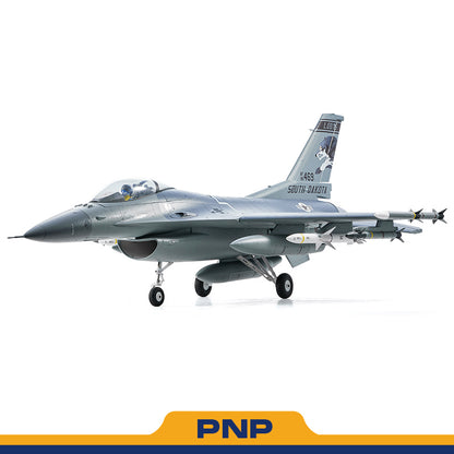FMS EDF Jet 64mm F-16 Fighting Falcon PNP model, gray, with missiles and South Dakota livery.