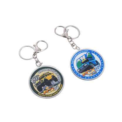 FCX18-LC80 Acrylic KeyChain featuring toy car design and text.