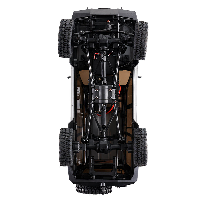 FMS 1:18 LC80 Toyota Land Cruiser underside with detailed chassis and suspension