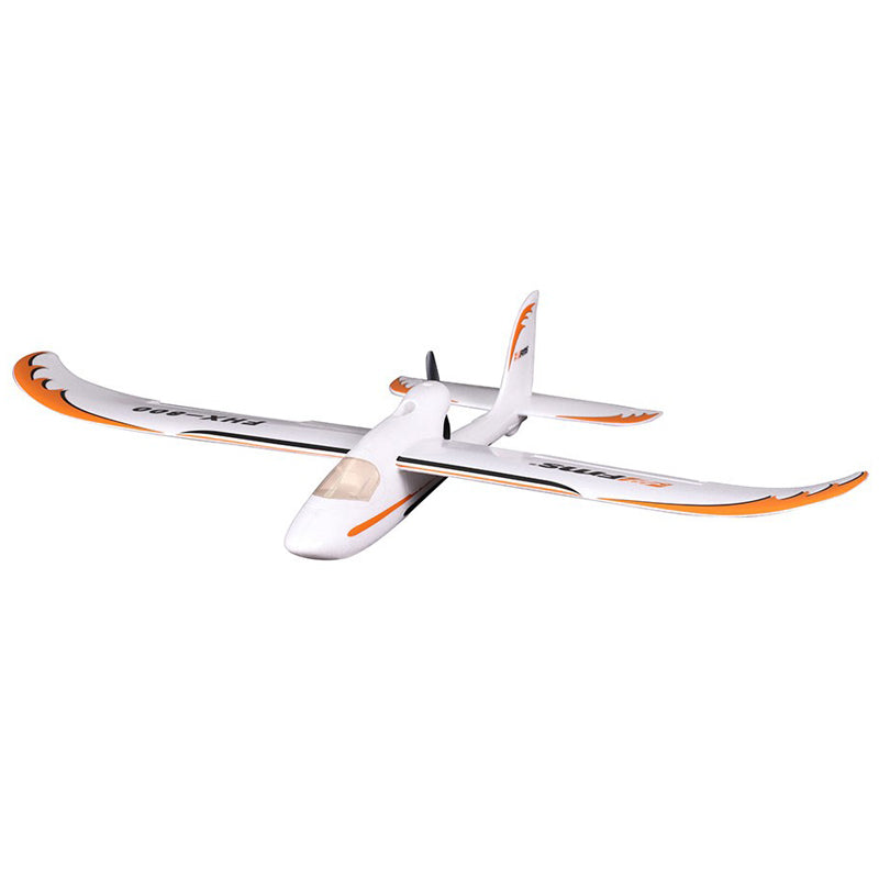 FMS 800mm Easy Trainer RTF airplane in white with orange accents