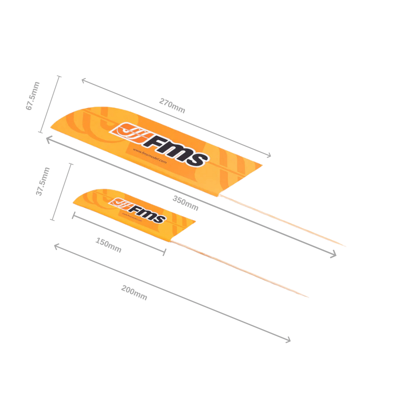 FMS customized flag with dimensions 270mm x 67.5mm and 150mm x 37.5mm