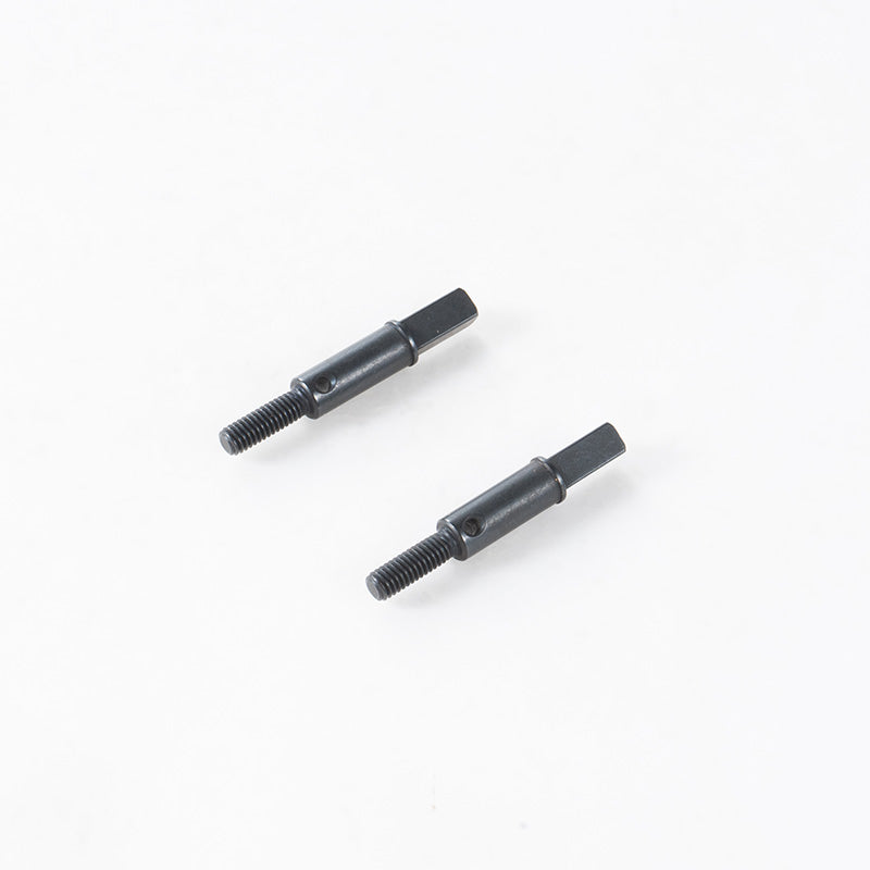 Two dark grey 1:10 Canyon Portal axle shafts (rear), threaded ends, hex drive.