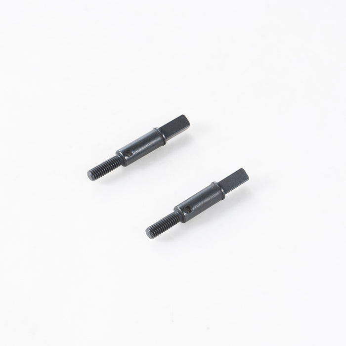 Two dark grey 1:10 Canyon Portal axle shafts (rear), threaded ends, hex drive.