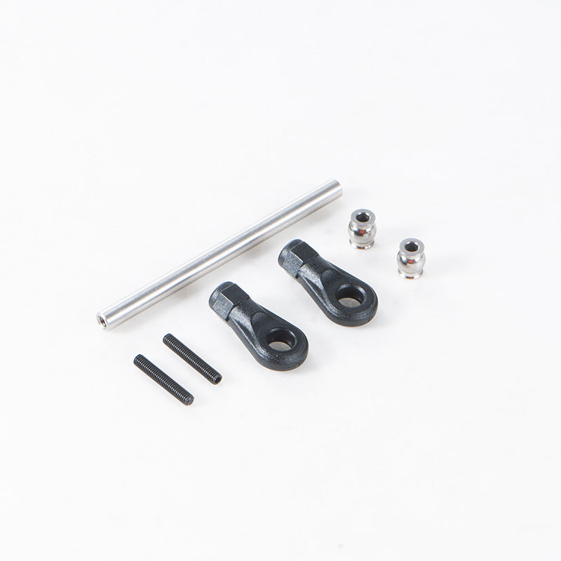 RC 1:10 Canyon Camber Linkage Set 70mm parts: metal rod, black rod ends, screws, barrels.