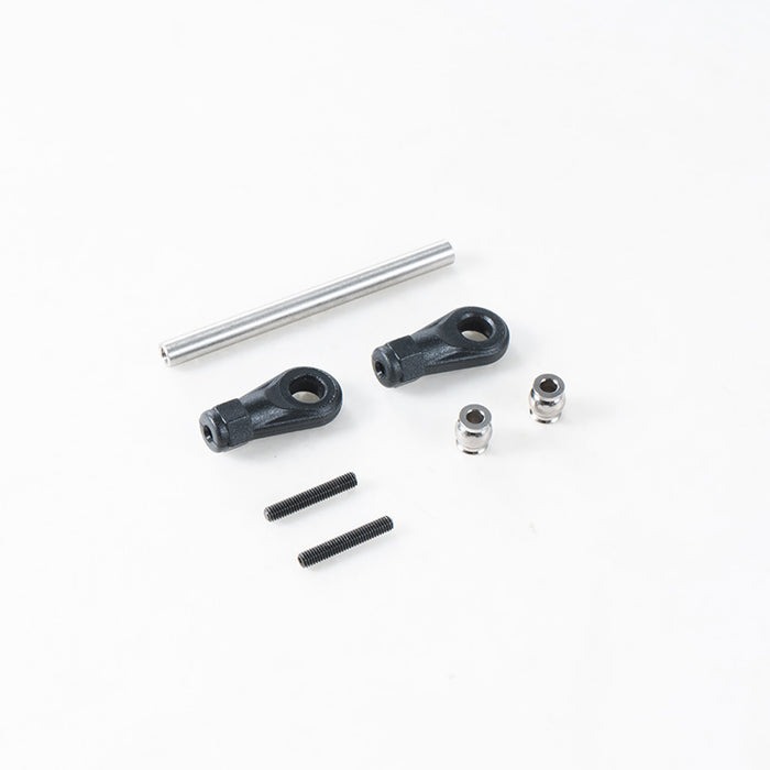 1:10 Canyon Servo Linkage parts: black ball joints, metal rod, screws, and nuts.