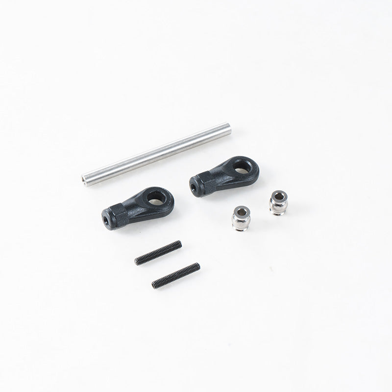 1:10 Canyon Servo Linkage parts: black ball joints, metal rod, screws, and nuts.