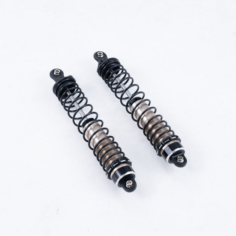 1:7 Ford Bronco RTR EB rear complete shock set, black springs, silver body.