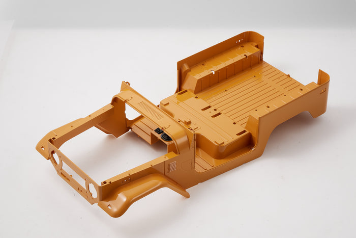 Unpainted orange 1:10 scale Toyota FJ40 body shell for RC models