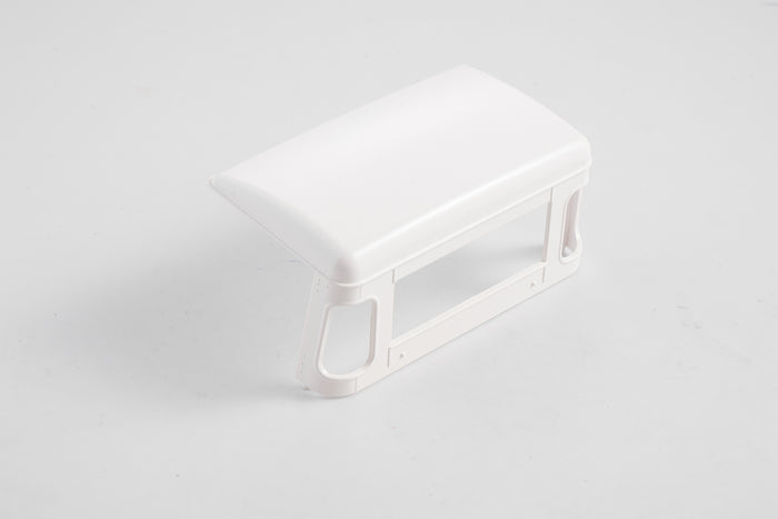 Short white roof accessory for 1:12 scale Land Rover RC model.