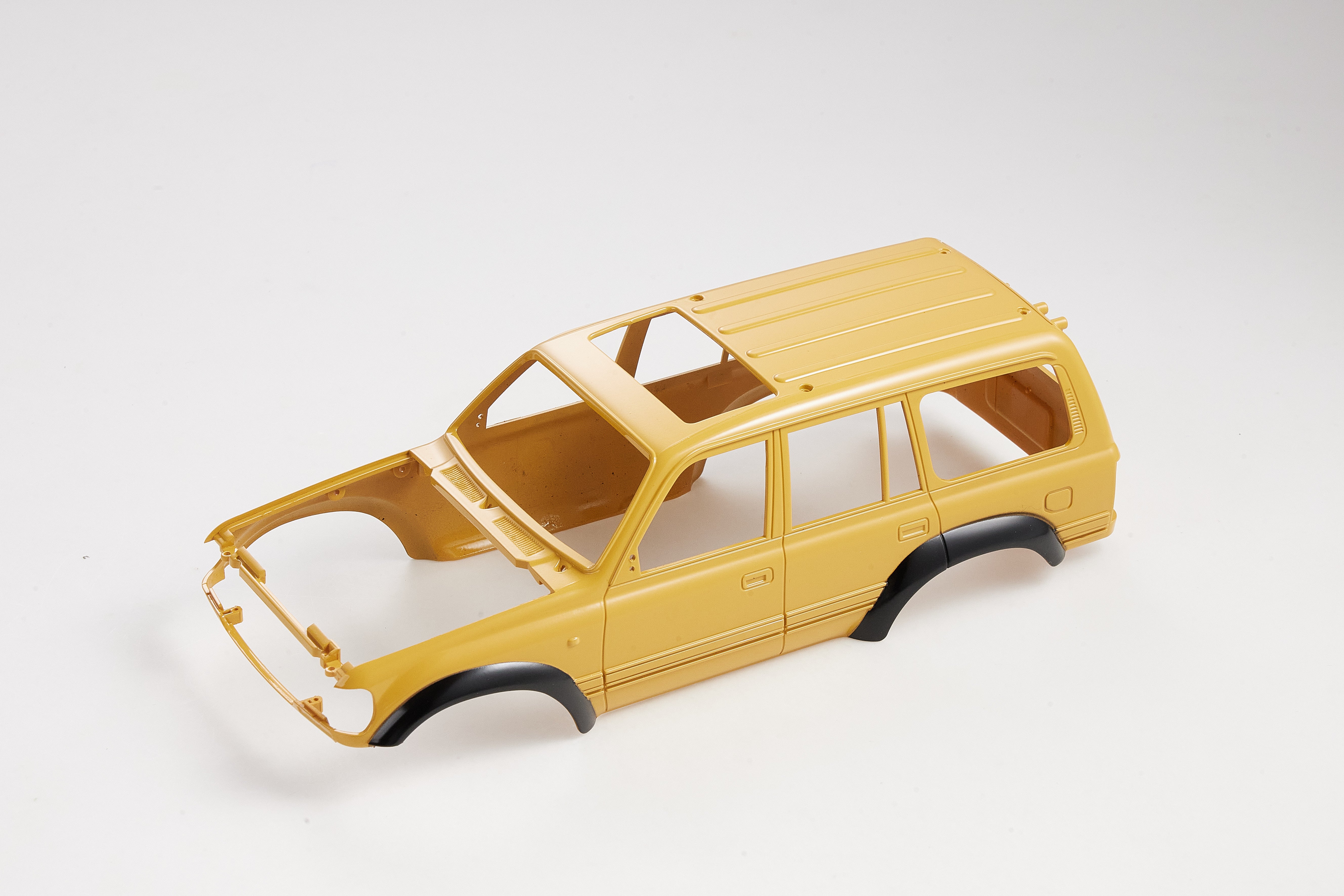 Yellow body shell of FCX18 Land Cruiser 80 for remote control models