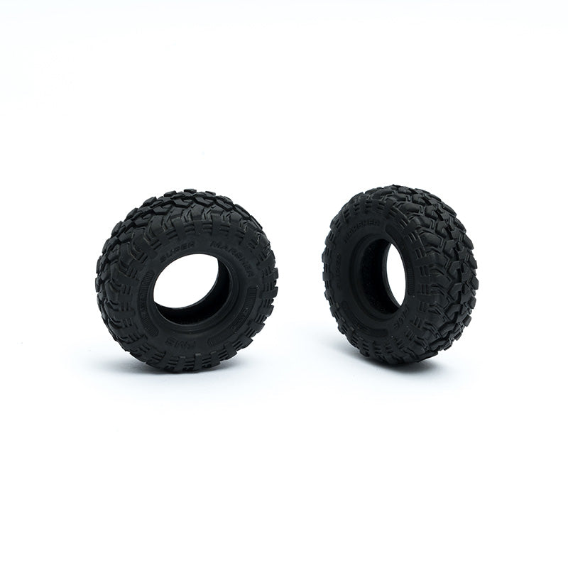 Pair of black RC off-road tires for FCX24M Defender 110/90 model.