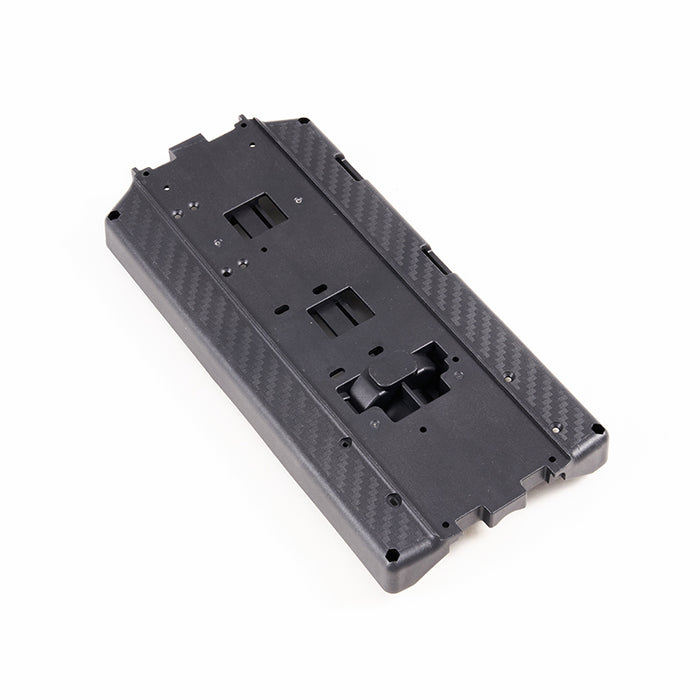 FMT10 Colorado Main Chassis, black, with carbon fiber texture and mounting features.