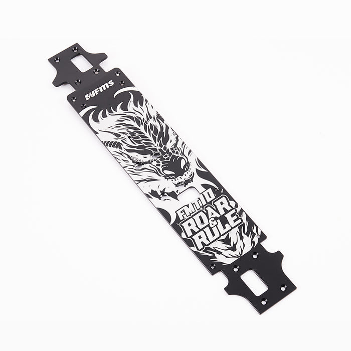 Black FMT10 Colorado metal chassis supportor with dragon artwork and 'ROAR & RULE' text