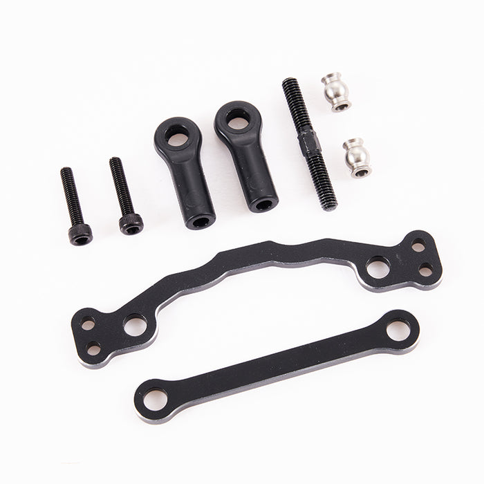 FMT10 Colorado steering linkage set components: black rod ends, metal links, hardware.