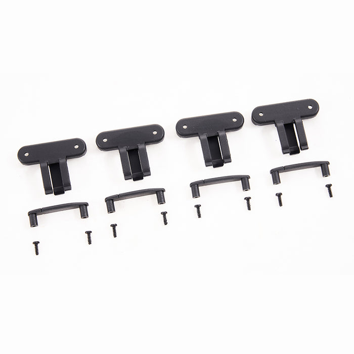 FMT10 Colorado Handel Set mounting hardware components: black T-brackets, U-clips, and screws.