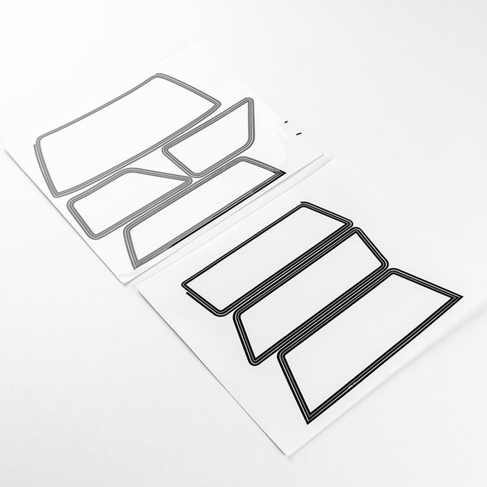 1:10 Chevrolet K5 Blazer transparent window decal sheet with black outlines