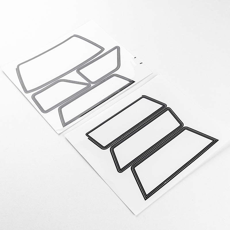 1:10 Chevrolet K5 Blazer transparent window decal sheet with black outlines
