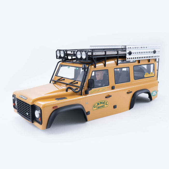 Carrocería pintada en amarillo para el Defender 110 FCX10