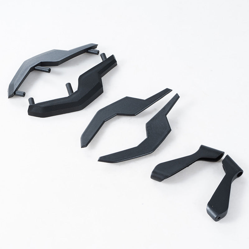 Angular black and dark grey plastic parts for a 1:10 Canyon rear wing assembly.