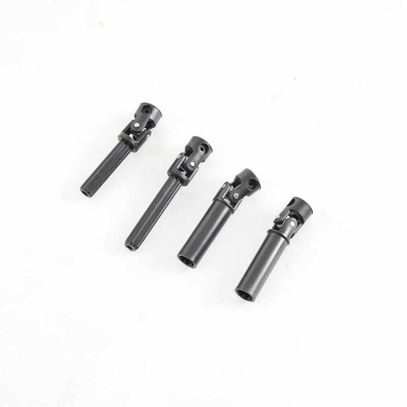 Set of four 1:24 scale Tacoma transmission shaft assemblies with universal joints.