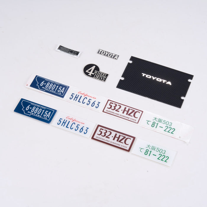 HOJA DE CALCOMANÍAS Y PLACA DE LOGOTIPO PARA TOYOTA FJ40 (ESCALA 1:10)