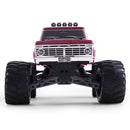 FMS 1:10 Ford F100 Monster Truck, red, with large black tires, visible grille and headlights, on a white background.