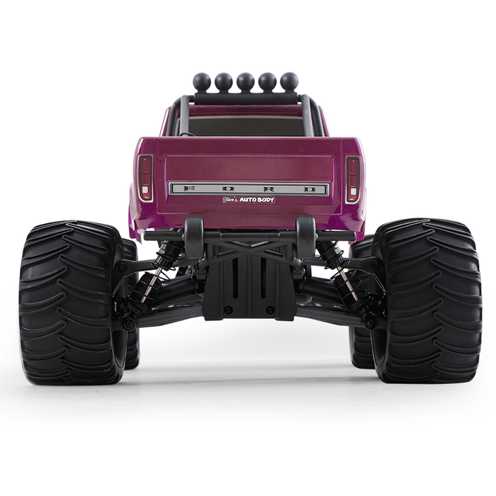 FMS 1:10 Ford F100 Monster Truck purple, rear view with large tires