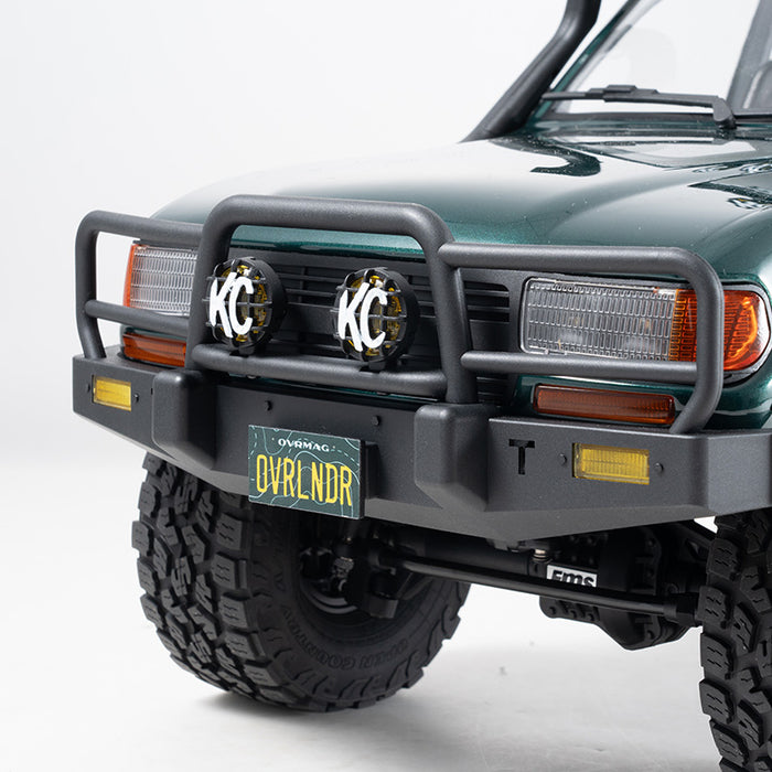 FMS 1:10 FCX10 OVR LC80 RS Brushless RC crawler front with KC lights.