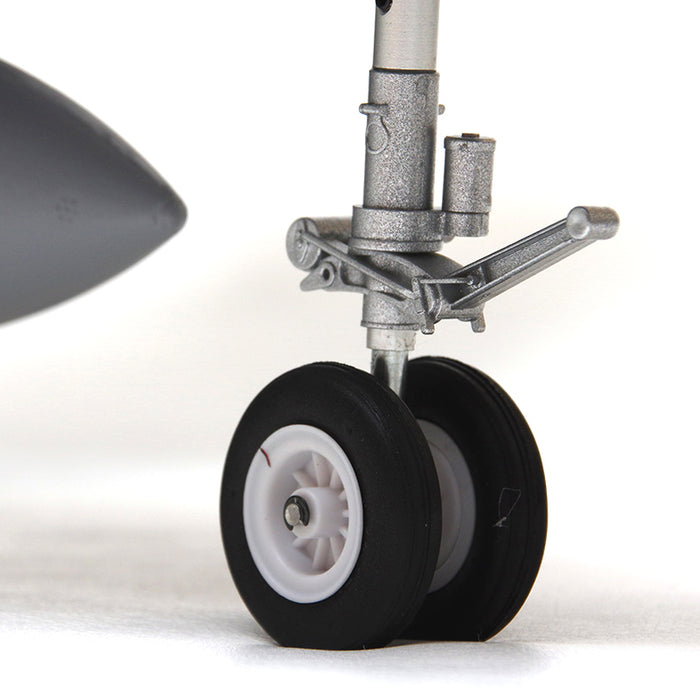 FMS F-18F Super Hornet EDF jet model CNC shock-absorbed landing gear with dual wheels.
