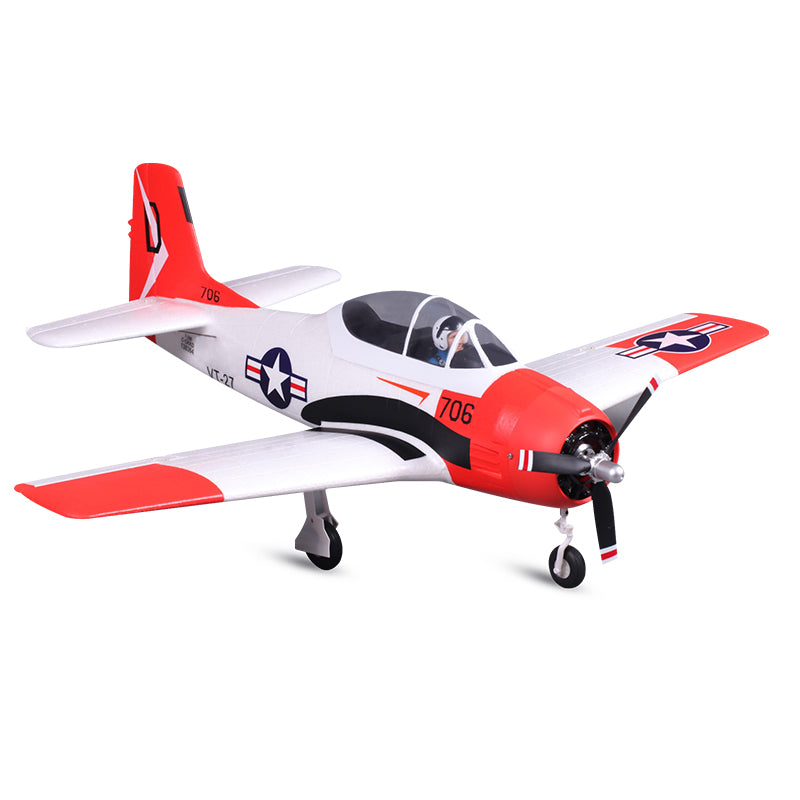 FMS 800mm T-28 Trojan V2 PNP Red model aircraft with US Navy markings and pilot figure.