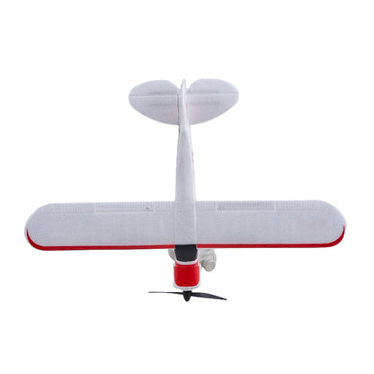 Model airplane with red accents on a white background