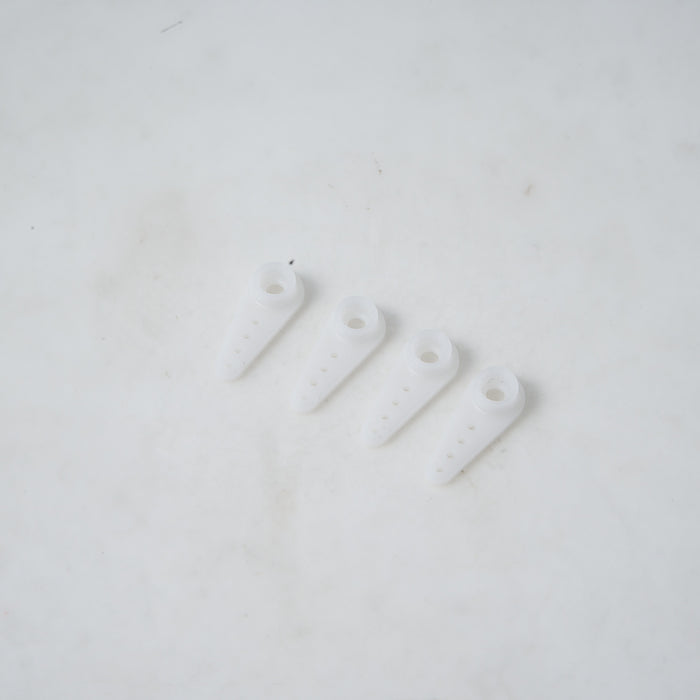 Four white FMS 17g/23g servo arms for RC planes