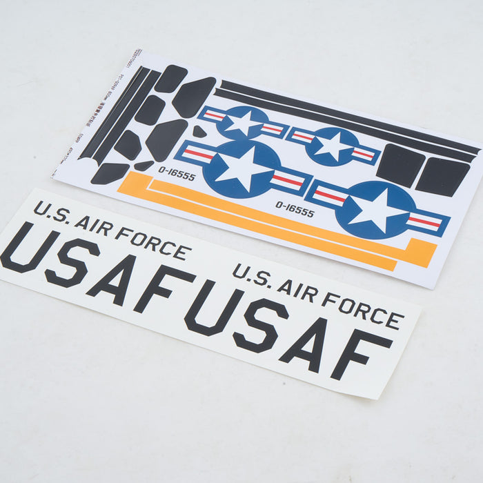 800mm Beaver decal sheet: U.S. Air Force roundels, USAF text, yellow/red accents.