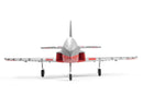 Red and silver FMS EDF Jet 64mm Futura PNP model airplane with landing gear deployed, front view.