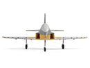 Front view of FMS 64mm Futura PNP EDF jet in yellow, silver, and gray, with landing gear extended.