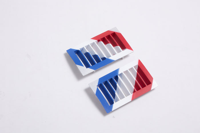 Red, white, and blue air grills for F-86 RC model fuselage