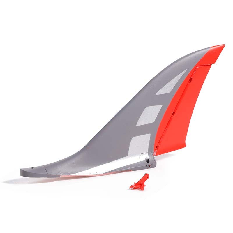 80mm integral vertical stabilizer for RC planes, gray with red accents (red/blue available)
