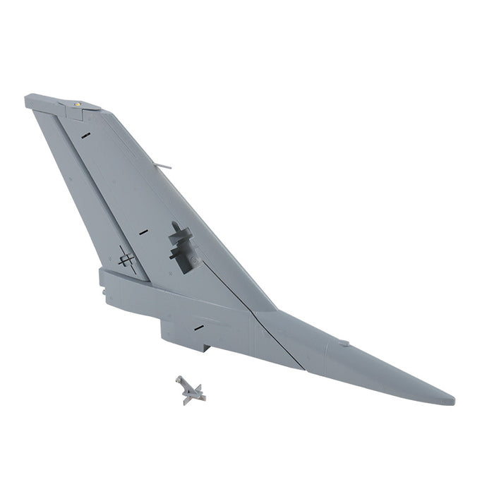 64mm F-16 vertical stabilizer in Battlefield Gray with missile accessory.