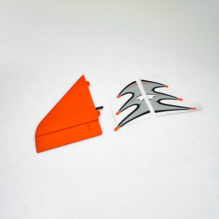 Orange horizontal stabilizer with decals for 90mm Super Scorpion RC model