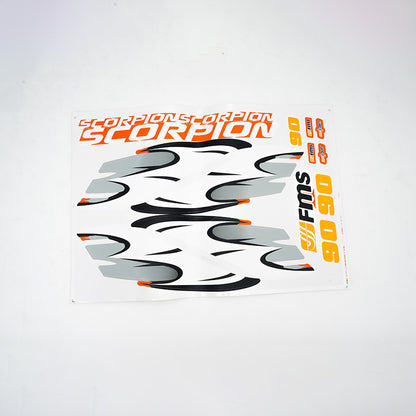90mm Super Scorpion decal sheet with FMS branding and design elements