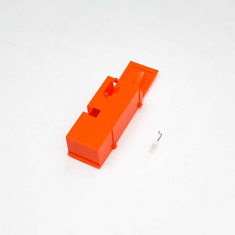 90mm Super Scorpion front landing gear cover in orange with securing pin.