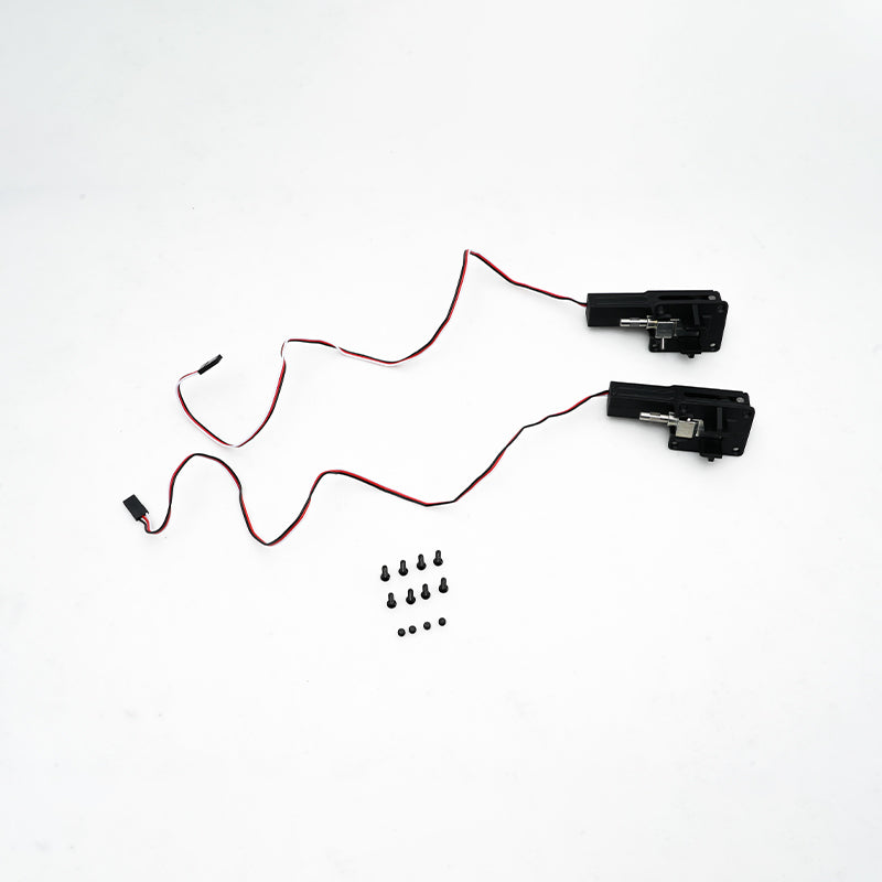 F4U Corsair V3 EL electric retract set with wiring and mounting screws for model aircraft.
